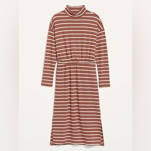 Old Navy‎ Long Sleeve Waist Defined Rib Knit Striped Midi Sweater Dress